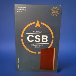 Holman CSB Deluxe Gift Bible Burgundy Leather-Touch Gilded Words In Red Ribbon